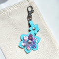 Turquoise Floral Leather Flower Bag Charm
