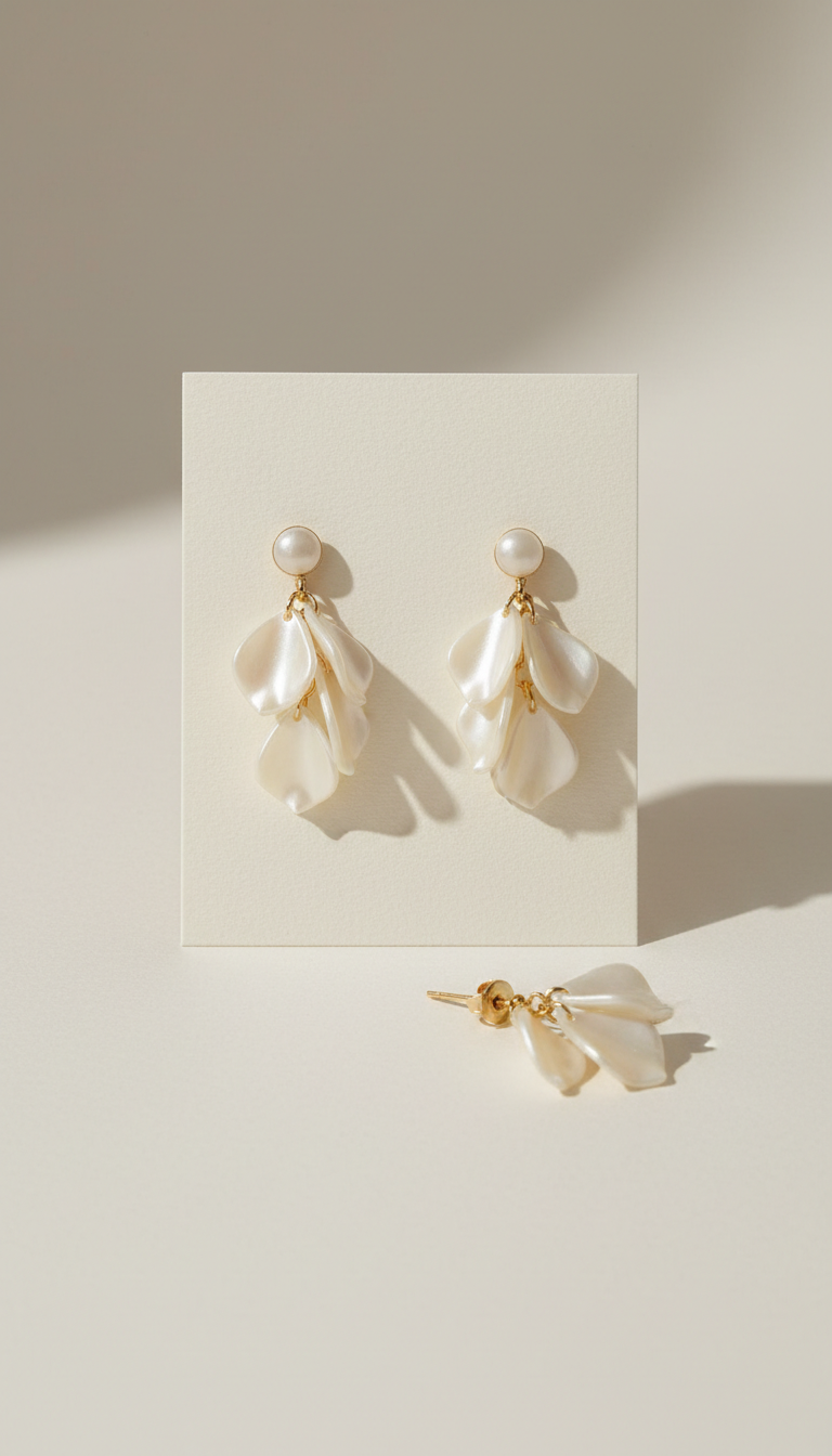 Ivory Petal Dangle Earrings